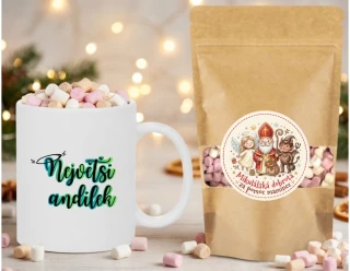 👼Keramický hrnek „Pro největšího andílka“ + Mini marshmallows (100 g)