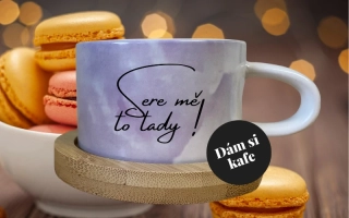 Šálek makronka fialová Sere mě to tady!