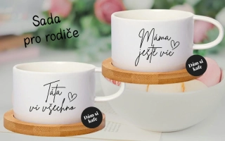 Sada pro Maminku a tatínka Šálek makronka Táta ví všechno & Máma ještě víc