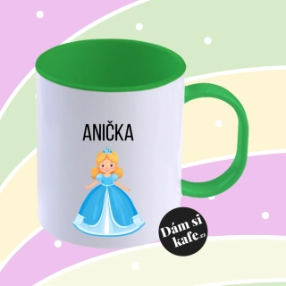 Plastový hrnek s princeznou v modrých šatech