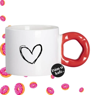Hrnek Koblížek s koblihovým (donut) uchem Srdce