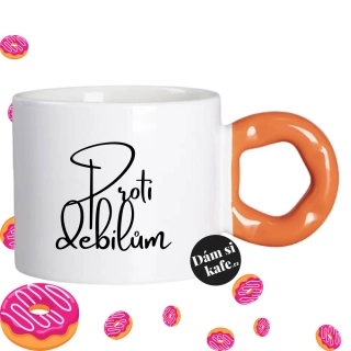 Hrnek Koblížek s koblihovým (donut) uchem Proti debilům