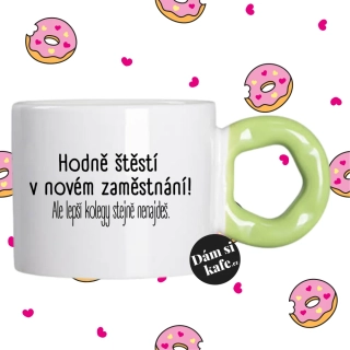 Hrnek Koblížek s koblihovým (donut) uchem Hodně štěstí v novém zaměstnání