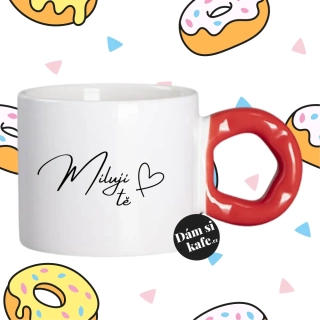 Hrnek Koblížek s koblihovým (donut) uchem Miluji tě