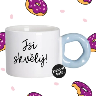 Hrnek Koblížek s koblihovým (donut) uchem Jsi skvělý!