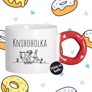 Hrnek Koblížek s koblihovým (donut) uchem Knihoholka