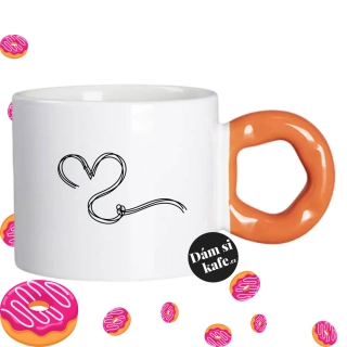 Hrnek Koblížek s koblihovým (donut) uchem srdéčko