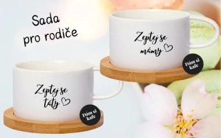 Sada pro Maminku a tatínka Šálek makronka Zeptej se mámy a Zeptej se táty