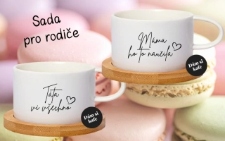 Sada pro Maminku a tatínka Šálek makronka Táta ví všechno & Máma ho to naučila