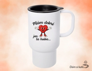 Cestovní polymerový hrnek „Mám dobré srdce, jen ta huba...“ (300 ml)
