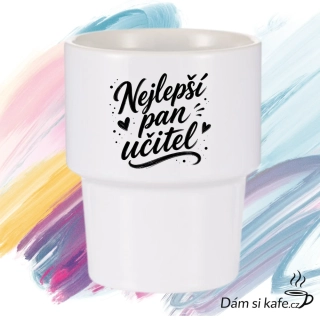 Designový keramický hrnek bez ucha „Nejlepší pan učitel“ (360 ml)