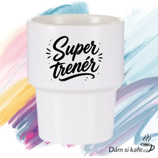 Designový keramický hrnek bez ucha „Super trenér“ (360 ml)