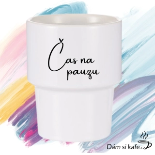 Designový keramický hrnek bez ucha „Čas na pauzu“ (360 ml)