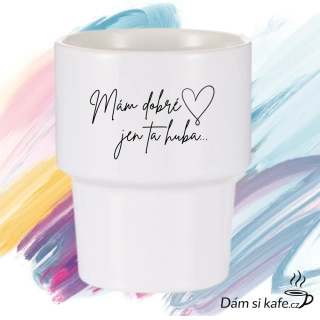 Designový keramický hrnek bez ucha „Mám dobré srdce, jen ta huba...“ (360 ml)