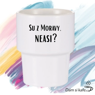 Designový keramický hrnek bez ucha „Su z Moravy, neasi?“ (360 ml)