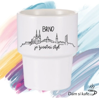 Designový keramický hrnek bez ucha „Brno je životní styl“ (360 ml)