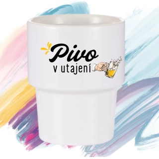 Designový keramický hrnek bez ucha „Pivo v utajení“ (360 ml)