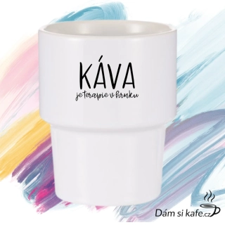 Designový keramický hrnek bez ucha „Káva je terapie v hrnku“ (360 ml)