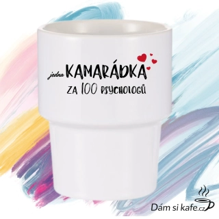 Designový keramický hrnek bez ucha „Jedna kamarádka za 100 psychologů“ (360 ml)