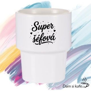 Designový keramický hrnek bez ucha „Super šéfová“ (360 ml)
