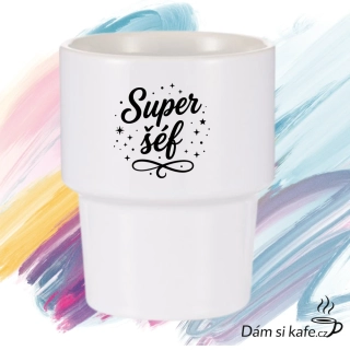 Designový keramický hrnek bez ucha „Super šéf“ (360 ml)