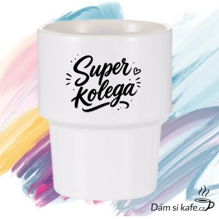 Designový keramický hrnek bez ucha „Super kolega“ (360 ml)