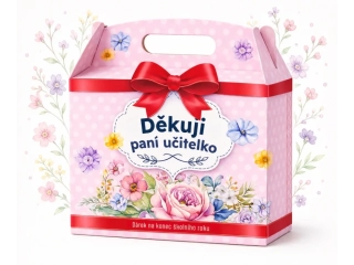 Dárkový box s mašlí „Děkujeme, paní učitelko“ – prémiová sada s uchem