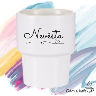 Designový keramický hrnek bez ucha „Nevěsta“ (360 ml)