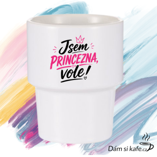 Designový keramický hrnek bez ucha „Jsem princezna, vole!“ (360 ml)