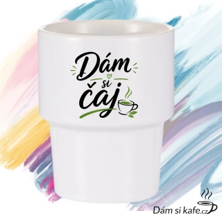 Designový keramický hrnek bez ucha „Dám si čaj“ (360 ml)