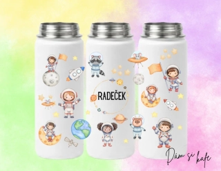 Dětská nerezová termoska s Astronautem 500 ml – růžová / modrá