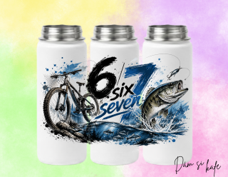 Dětská nerezová termoska s jménem a motivem Kolo a ryby (Six Seven) 500 ml – růžová / modrá