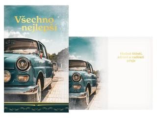 Retro přání s autem veteránem – Všechno nejlepší