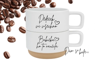Dárková sada keramických hrnků Barista – Dědeček ví všechno & Babička ho to naučila