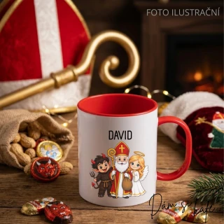 Dětský plastový hrnek „Mikulášská trojice“ – s vlastním jménem, nerozbitný (300 ml)