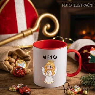 Dětský plastový hrnek „Anděl“ – s vlastním jménem, nerozbitný (300 ml)