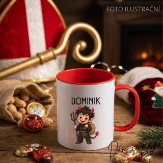 Dětský plastový hrnek „Čert“ – s vlastním jménem, nerozbitný (300 ml)