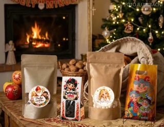 🎅 Sladká mikulášská nadílka pro děti: Čertovské uhlí + Želé bonbóny + Mini marshmallow + Taška ZDARMA