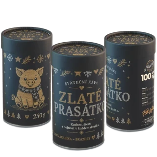 ☕ Vánoční dárková káva „Zlaté prasátko“ od Fixi Coffee – 100% výběrová Arabica v papírové tubě