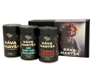 ☕ Dárková degustační sada Káva Maryša – V trojce a podruhé (3× 150 g v plechových dózách) Fixi Coffee
